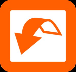 arrow, down, orange